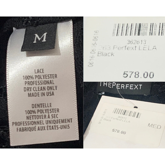 The Perfext Lela Sheer Floral Lace Top Keyhole Slit Back Black Medium NWT - Picture 12 of 12